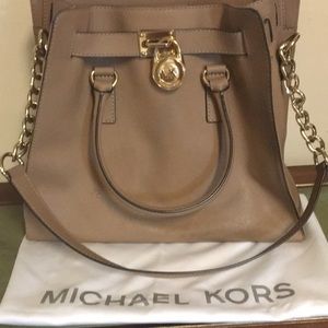 Tan Saffiano Leather Michael Kors Hamilton Tote